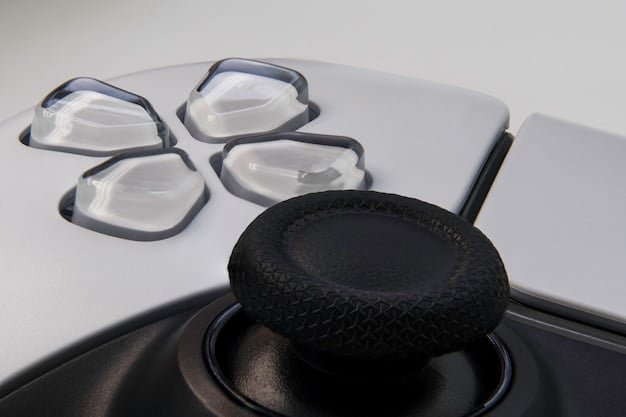 A close-up shot of the new Microsoft gaming console's controller, highlighting its ergonomic design, textured grips, and responsive buttons. The background is blurred, focusing attention on the controller's features that enhance gameplay comfort and precision.